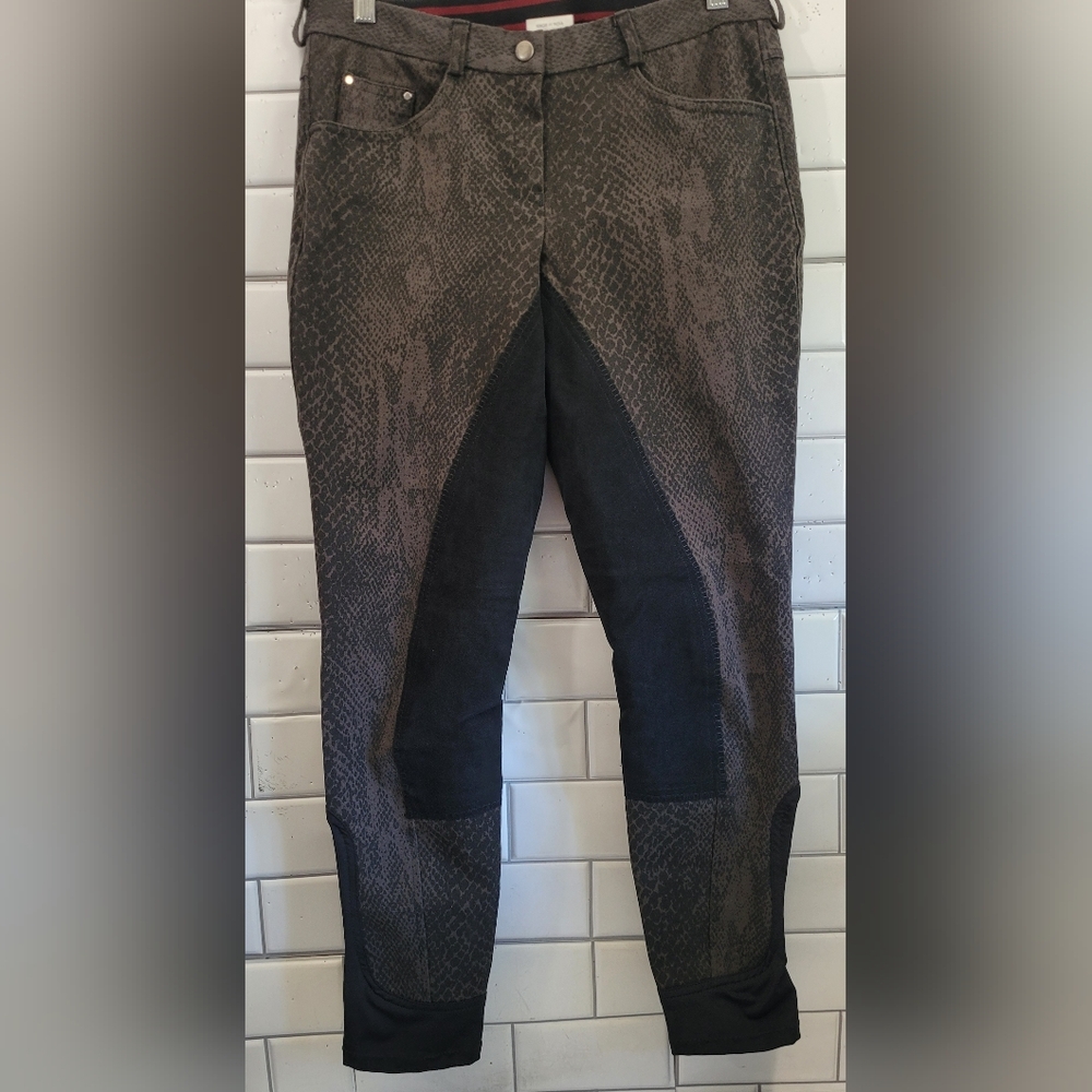 Gutos Jodhpurs Breeches Ladies Black/Gray  Animal Print Hidden Elastic WaistSiz